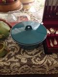 MID CENTURY BLUE CASSEROLE