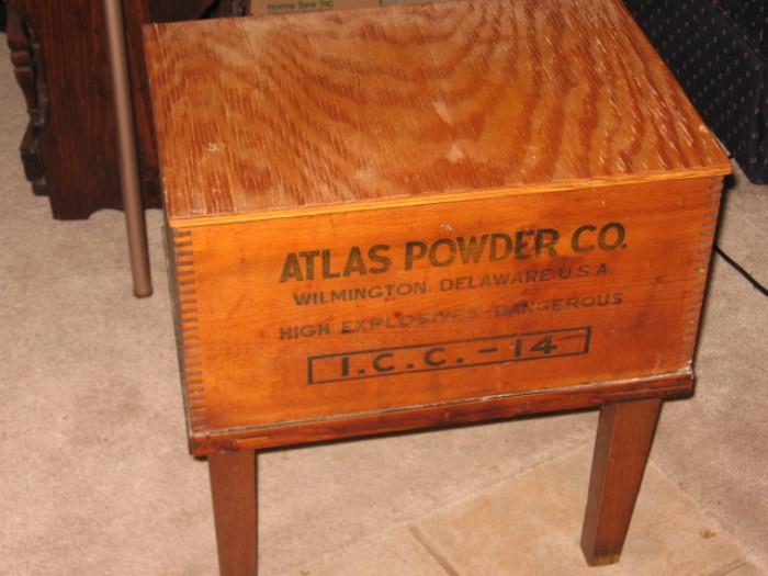 vintage "Atlas powder Company" box/table