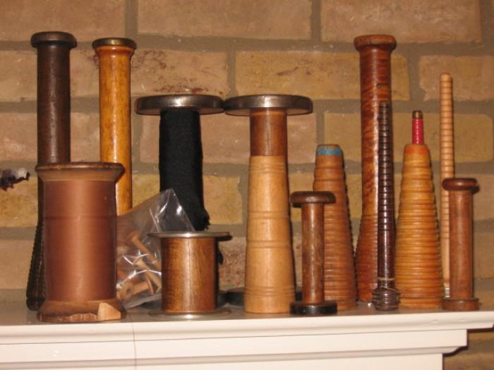  antique wooden spools