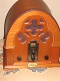 cathedral style modern radio with cassette player works great
