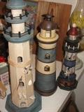 three decorative lighthouses