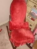 antique red velvet rocker