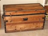 old wooden trunk with tray inside
