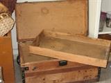 old wooden trunk with tray inside