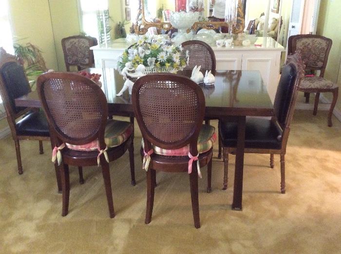 4 cane back chairs and pair French chairs 