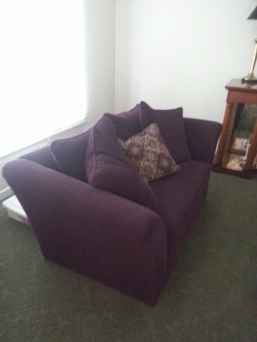 Purple Love Seat in Great Condition.  Very pretty color.  Accent Chairs, Pillows, throws.  Fun, different!  $325.  68"L x 27"H