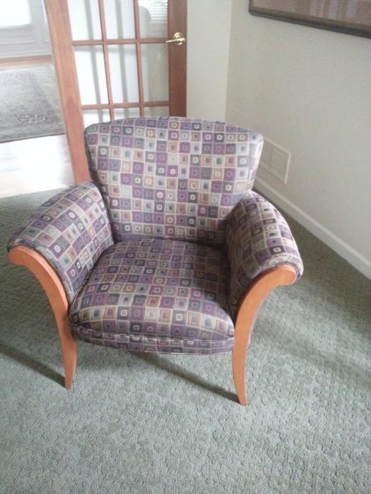 Great purple and green side chair.  $125 each. Looks Great with the Purple Love Seat.  Check out those legs!