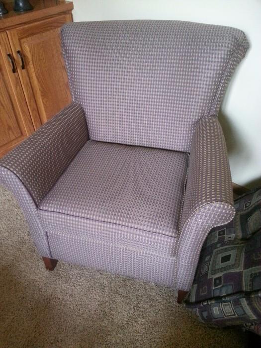 Purple chair, makes you want to get a book!  $125.  Great condition. Very comfy!  Also went with Purple Love Seat.