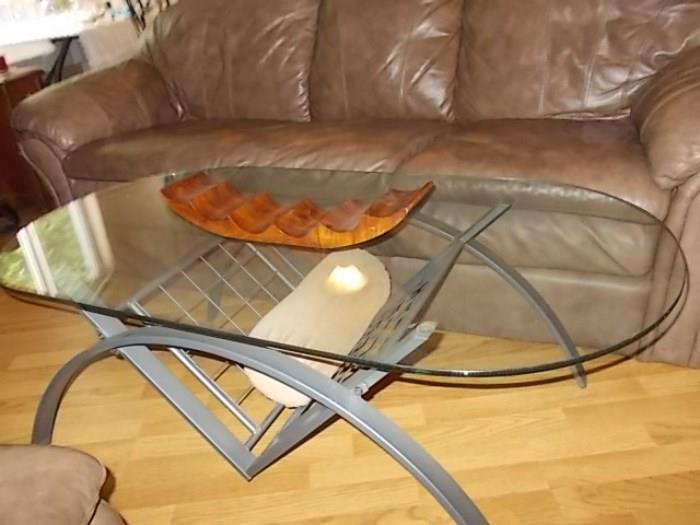 Glass-top coffee table