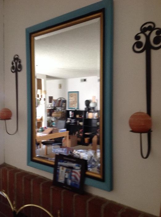 Large Mirror and Hanging Candle holders