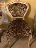 petite french chair with leopard upholstery