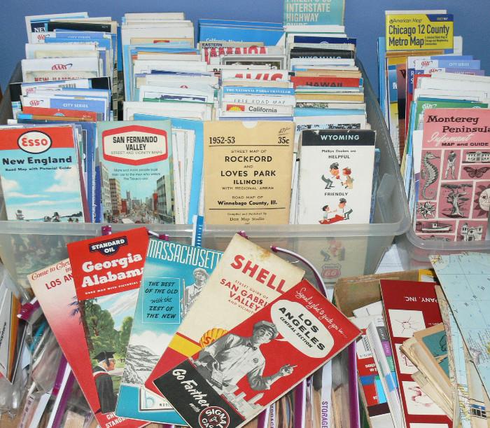Hundreds of road maps, 1950's to present