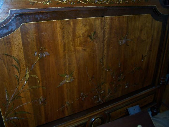 Headboard of antique Inlaid Bed 