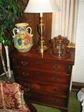 MAHOGANY WRITING DESK WITH PULL OUT AND THREE DRAWERS