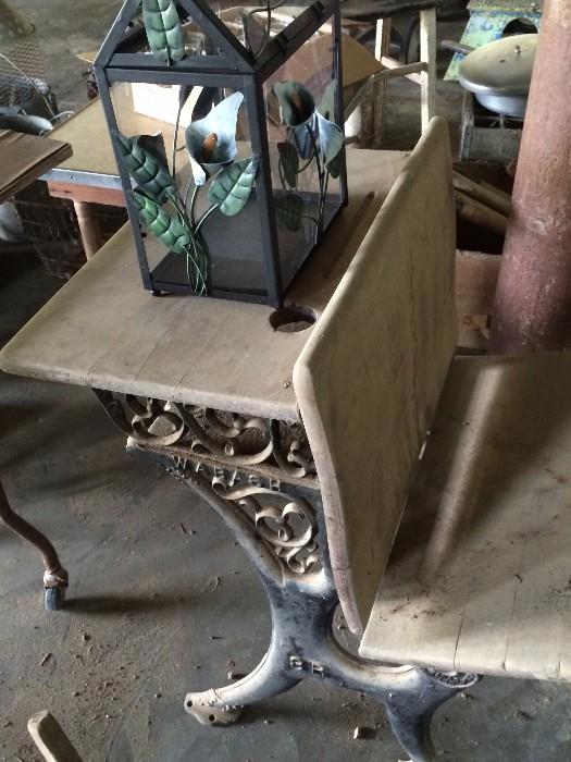        Old cast iron & wooden school desk