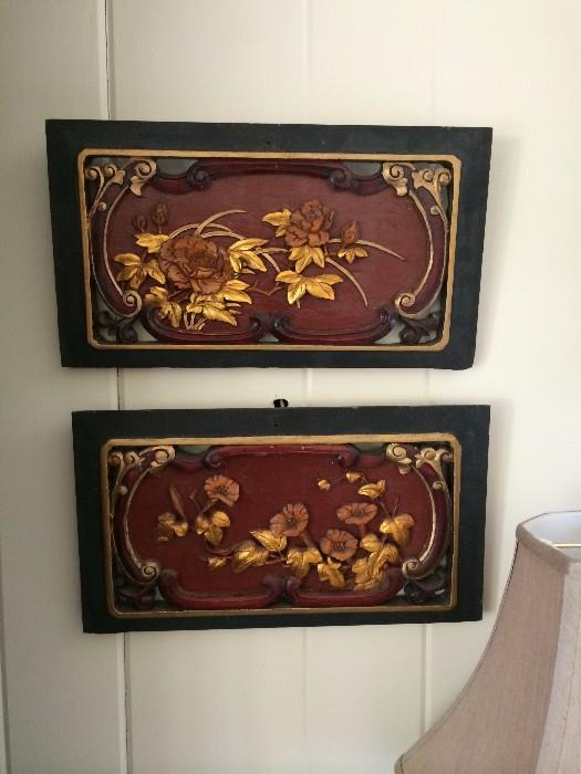        Asian carved wall hangings