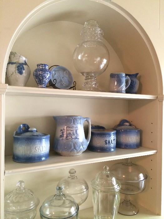     Vintage blue & white stoneware