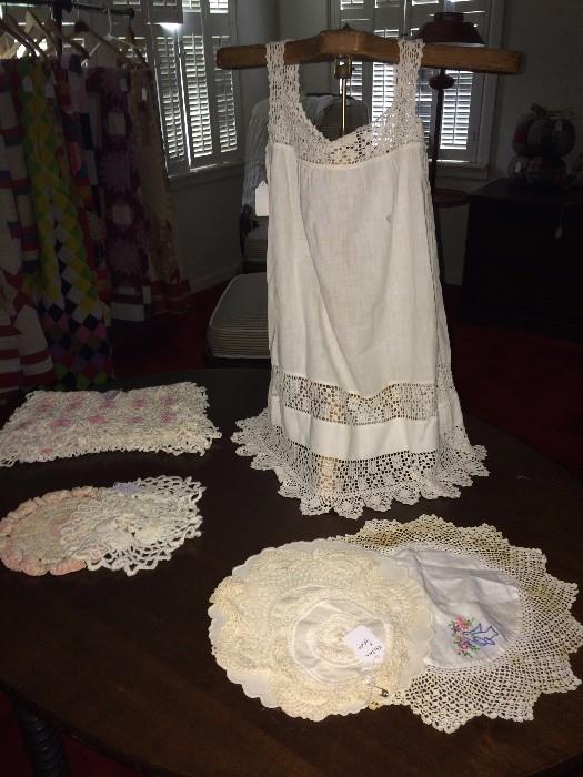  Vintage lingerie on display stand & vintage  linens