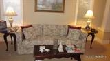 Traditional Setting - Coffee Table, 2 Drop Leaf End Tables, Gillman Sofa (Oriental Floral Pattern).