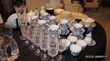 Cristal D'Arque Longchamp Wine Glasses, Blue Danube cup and saucer set and Creamer