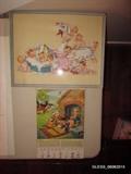 1942 Morell Walt Disney Lithograph Calendar - Jan - Dec. Vintage Graphic Goose and Babies
