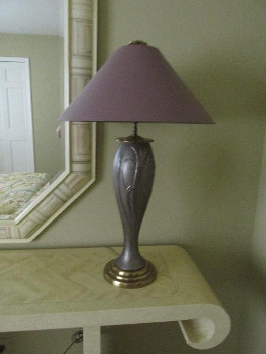 pewter and brass lamp