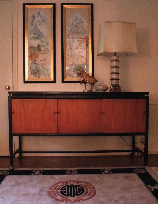 Michael Taylor for Baker Credenza  - Asian watercolors and lamp