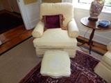 custom side chair shown with French style ottoman