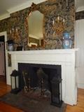 Lovely ornate brass sconces, antique andirons, pr.newer oriental vases, Pr. tall candle holders