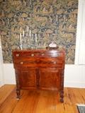 antique mahogany sideboard, crystal candleabra