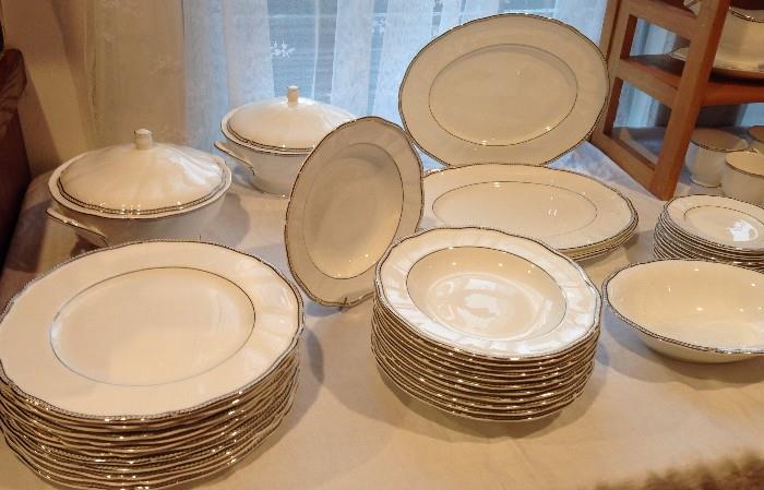 Wedgwood  Crown Platinum 12 pc place settings and service pieces. 