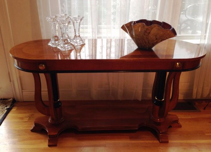 inlaid maple console. 