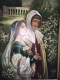 Cesare Saccaggi "Dante and Beatrice in the Garden" OIL ON CANVAS