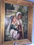 Cesare Saccaggi "Dante and Beatrice in the Garden" OIL ON CANVAS