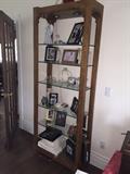 HENREDON GLASS & WOOD LIGHTED SHELF / CHINA DISPLAY