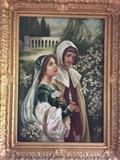 Cesare Saccaggi "Dante and Beatrice in the Garden" OIL ON CANVAS
