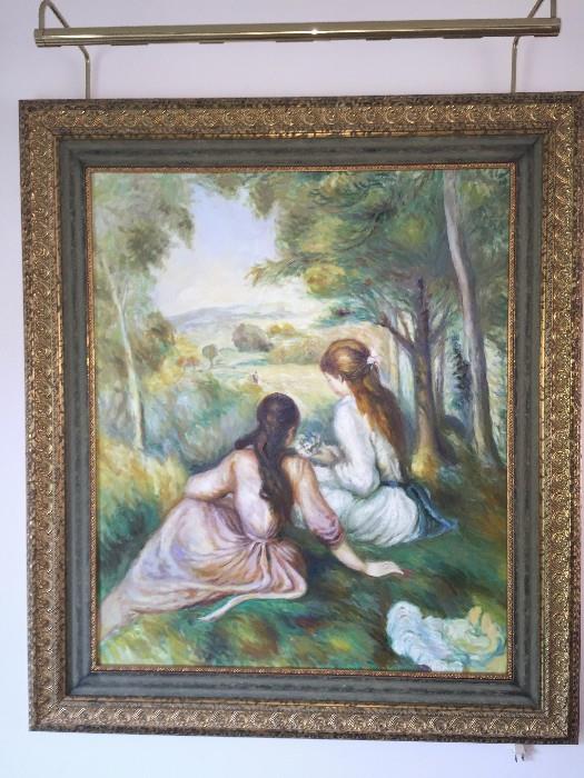REPOP PAINTING BY RENOIR -TWO GIRLS IN THE MEADOW
