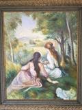 REPOP PAINTING BY RENOIR -TWO GIRLS IN THE MEADOW
