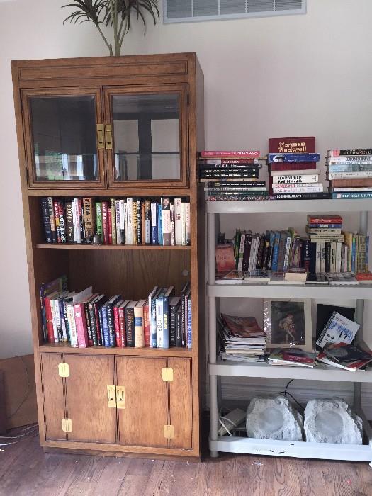 LOTS AND LOTS OF BOOKS / HENREDON TALL WOOD AND BRASS CABINET