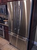 JENN-AIR FRENCH DOOR STAINLESS STEEL REFRIGERATOR ( BROKEN OFF BOTTOM SLIDING / FREEZER DOOR)