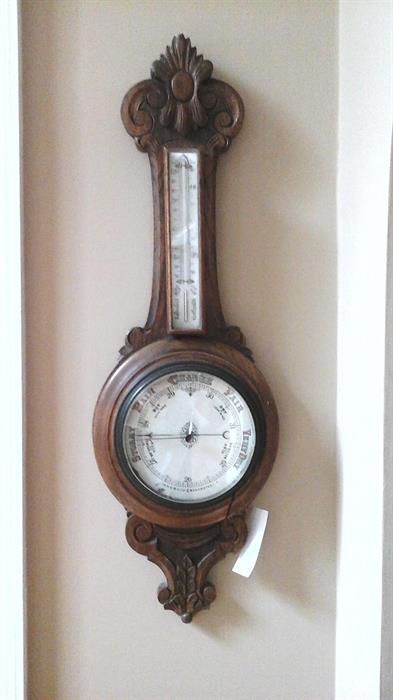 Antique wood clock (glass has small crack in case)