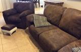 Sofa & Overstuffed Soft Suede Chairs & Ottoman