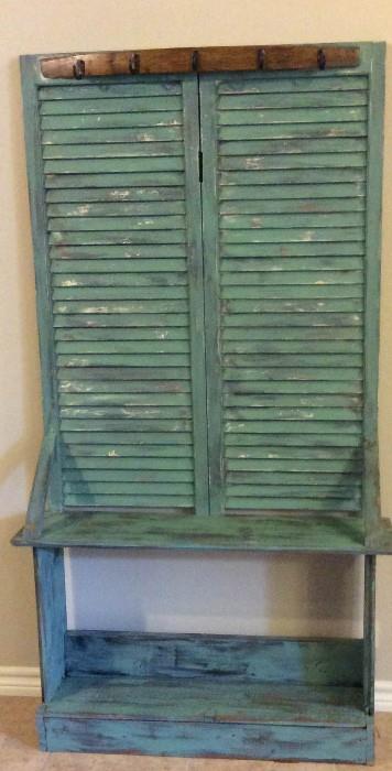 Hand Crafted Entrance Way Piece Bench/Coat Rack