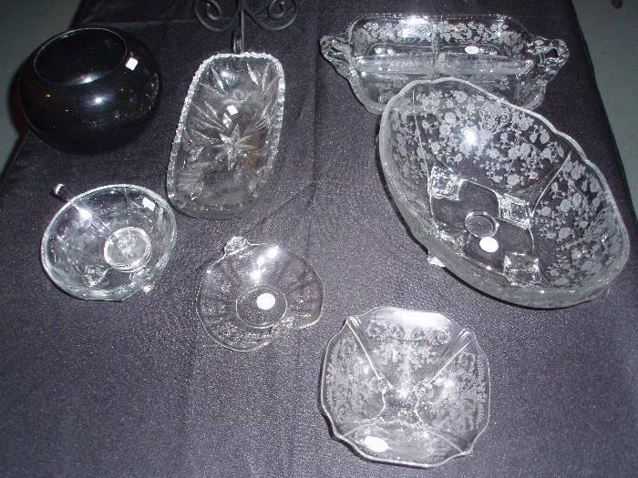 MANY pieces of pattern glass. Cambridge and Fostoria