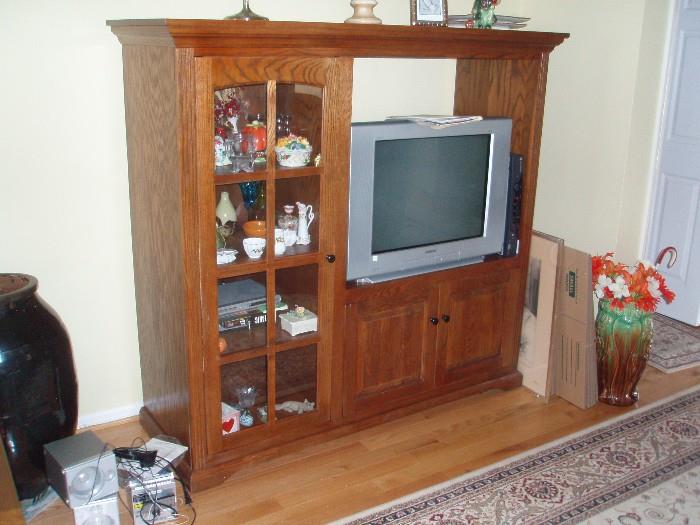 Newer Arts & Crafts entertainment center- note all those goodies within......