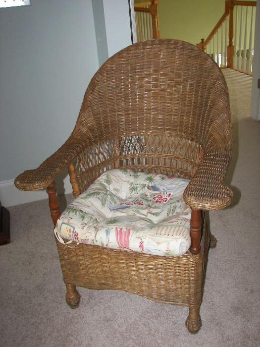 One of 4 wicker with removable cushion 