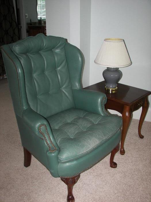 classic leather chair and side table
