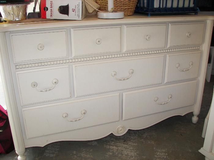 Great Chic antique white dresser could be used in bedroom, dining room or as a flat screen tv stand. 