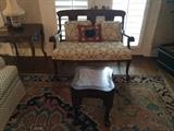 Antique settee and small marble-top table