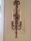 One of two matching wall sconces